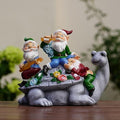 Solar Garden Outdoor Statues Gnome Turtle Three Gnomes Having Party on Turtle with 7 LED Lawn Decor Outside Decorations for Patio, Balcony, Yard Ornament Unique Garden Gift by NATASE