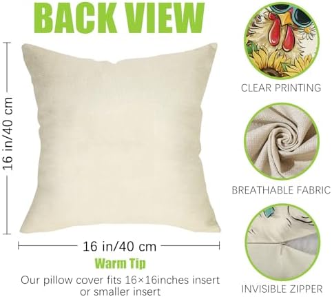 Fahrendom Funny Farm Animals Decorative Throw Pillow Covers 16×16 Set of 4 - Image 2