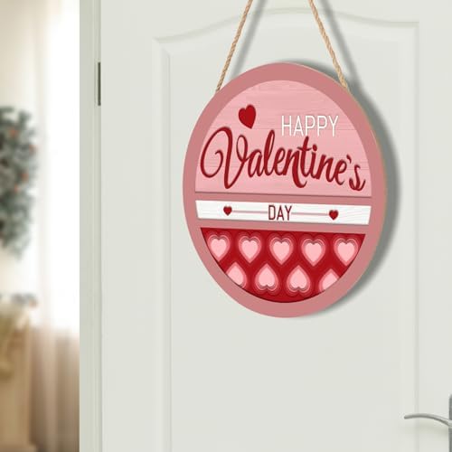 Happy Valentine's Day Welcome Door Sign 12”x12” Valentines Day Decorations Door Hanger Rustic Wooden Hanging Wall Plaque Sign Valentine Wreaths for Front Door Porch Farmhouse Housewarming - Image 7