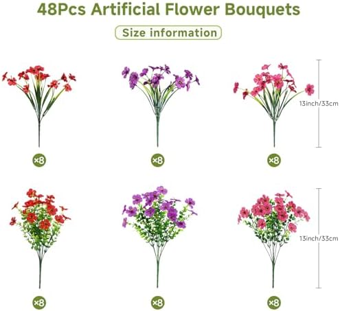 Alupssuc 48 Bundles Artificial Daisy Flowers UV Resistant for Outdoor Decor - Image 3