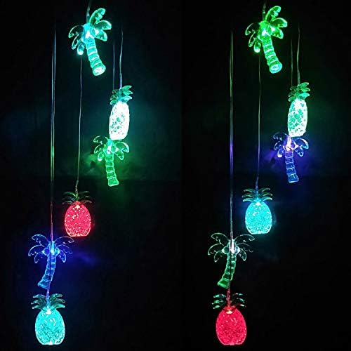 Solar Coconut Tree Pineapple LED Wind Chimes Outdoor - Waterproof Solar Powered Changing Light Color Trees Pineapples Mobile Romantic Wind-Bell for Home, Party, Festival Decor, Night Garden Decoration - Image 5