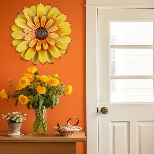 YEAHOME 16'' Metal Flower Wall Decor - Sunflower Wall Art Decorations Hanging for Bedroom, Living Room, Bathroom Boho Office - Image 5