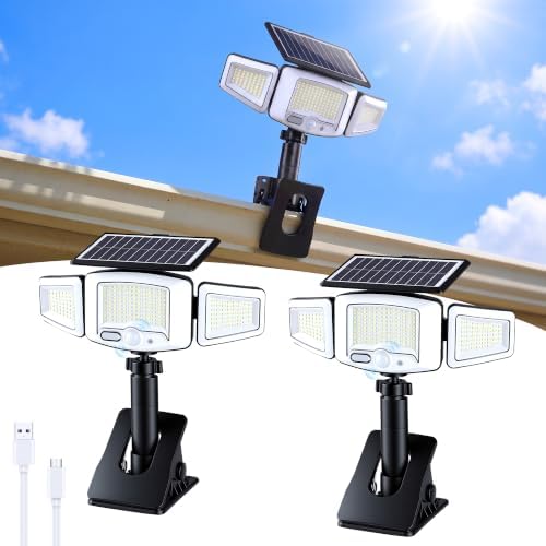 Clip On Solar Lights Outdoor,No Drill Motion Sensor Lights 3000LM-2 Pack by LivingGreenLivingFabStyl