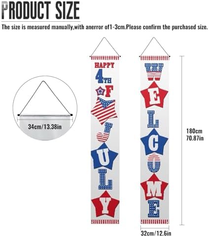 doginthehole 2 Pcs 4th of July Door Banners for Outside Welcome Porch Sign Home Decorations Memorial Day Banner Decorations Patriotic Independence Day Hanging Banner for Party Door Outdoor - Image 6