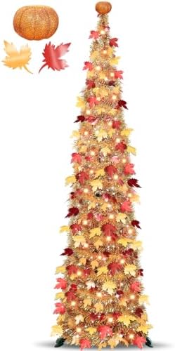 Pumpkin & Fall Decor - 5FT Pop Up Fall Tree with Lights Battery Operated by TURNMEON