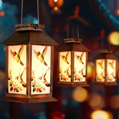 Hummingbird Outdoor Lantern House -Waterproof Hanging Solar Lanterns for Outdoor Patio, Porch, and Garden Decorfor Nature Lovers,Shaped Hummingbird with Lantern Design - Image 3