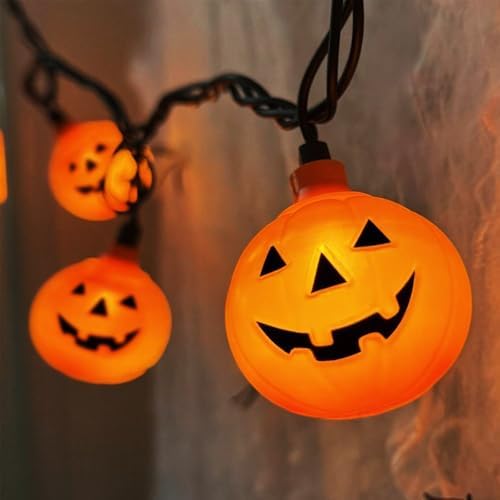 Halloween Decorations Pumpkin String Lights Outdoor, 8.5Ft Halloween Lights with 10 LED Waterproof Orange Jack-O-Lantern, Hanging Pumpkin String Lights UL Listed for Party Porch Home Window Decor by Kivonfa