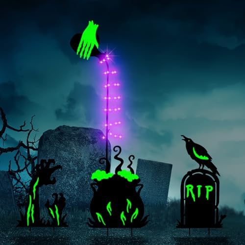 BRIGHTDECK 3 Pcs Halloween Witch Yard Signs Metal Stakes Outdoor Decoration by BRIGHTDECK