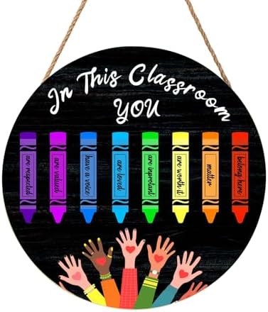 Welcome Sign for Classroom Door Decorations In This Classroom Welcome Door Hanger Sign Teacher Wooden Sign 12”x12” Classroom Welcome Door Sign for Elementary School Teacher Supplies by welcometoourhome