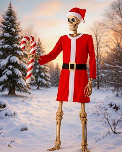 3 Pcs Santa Outfit for 12 Ft Giant Skeleton Christmas Yard Accessories - Image 6