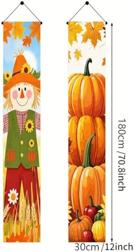 BlissYard Fall Scarecrow Porch Banner 12x71 Inch - Image 3