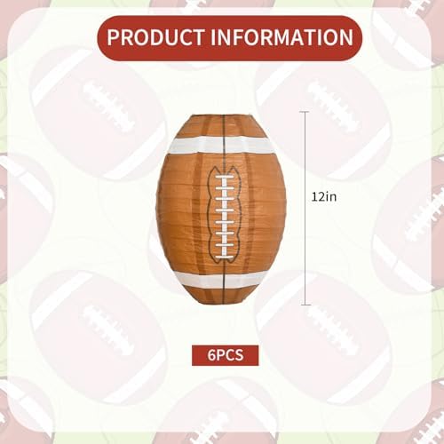 BEISHIDA 12 Inch Football Paper Lanterns 6 Packs Hanging Round Chinese Lantern - Image 2