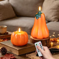Wondise Fall Decorations Flameless Wax Pumpkin Candles with Remote Timer by Wondise