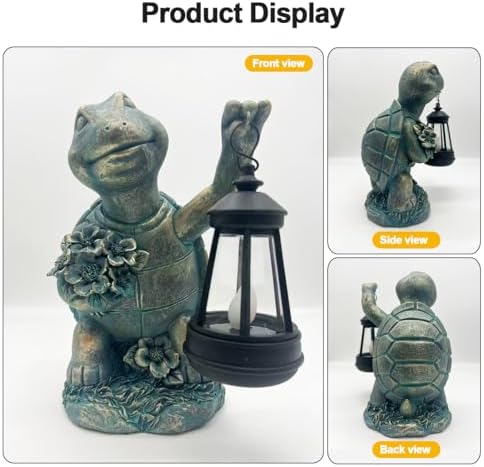 Solar Garden Outdoor Statues Lantern Figurines Light Decorations for Outdoor Patio Balcony Yard Lawn, Ideal Gifts for Mom Friends (Bronze- Turtle) - Image 3