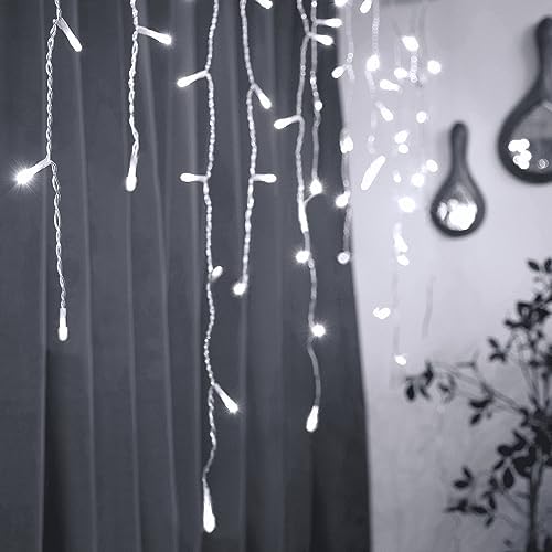 YOLIGHT Icicle Christmas Lights 13ft 96 LEDs Icicle String Lights 8 Modes Twinkle Curtain Fairy Light, Indoor Room Patio Garden Bedroom Wedding Party Christmas Halloween Decoration (White) - Image 2
