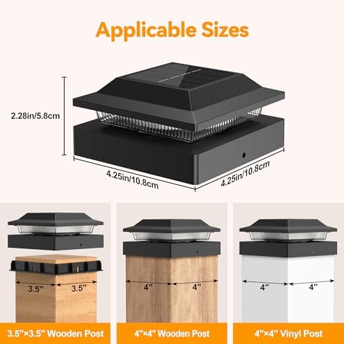 Solar Post Cap Lights for 4x4 Wood/Vinyl Posts - Image 3