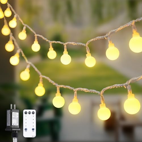 100ft Warm White Globe String Lights Indoor Outdoor Waterproof with Remote by JMEXSUSS