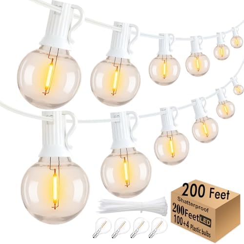 200Ft White String Lights for Outside Patio Light Waterproof with 104 Bulbs - Image 2