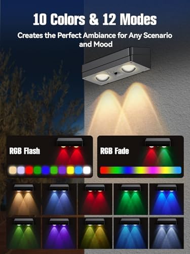 Solar Fence Lights Outdoor Waterproof LED, RGB Fence Solar Lights - Image 3