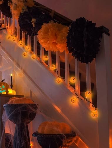Halloween Decorations Pumpkin String Lights Outdoor, 8.5Ft Halloween Lights with 10 LED Waterproof Orange Jack-O-Lantern, Hanging Pumpkin String Lights UL Listed for Party Porch Home Window Decor - Image 6