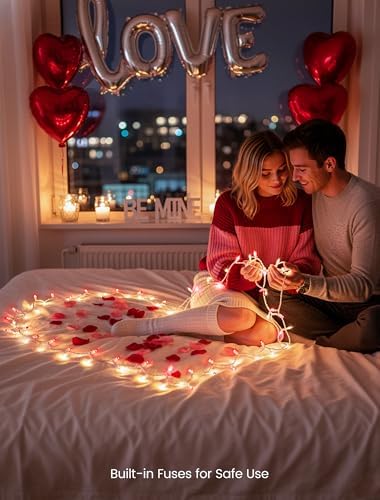 Hopolon 13FT 50 Red Clear Christmas Incandescent Mini String Lights 2 Pack - Image 5
