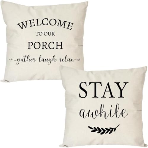 PANDICORN Outdoor Throw Pillow Covers 16x16 Inch Set of 2, Cream by PANDICORN