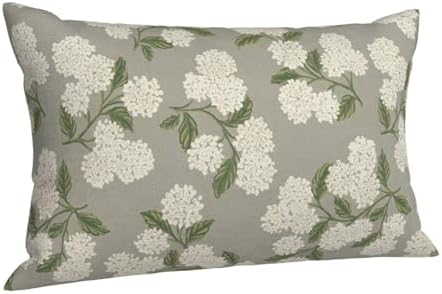 Grey Spring Pillow Covers 12x20 Inch 2 Pcs Gray Green Hydrangea Flower Decor Throw Pillows Vintage Floral Seasonal Summer Outdoor Decoration Pillowcase Linen Cushion Cover for Couch Sofa - Image 7