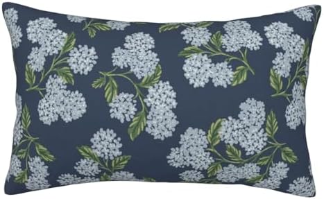 Navy Blue Spring Pillow Covers 12x20 Inch 2 Pcs Blue Green Hydrangea Flower Decor Throw Pillows Vintage Floral Seasonal Summer Outdoor Decoration Pillowcase Linen Cushion Cover for Couch Sofa - Image 7