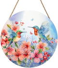 Spring Summer Hummingbird Birds Front Door Sign Farmhouse Spring Flowers Door Hanger 12"x12" Seasonal Summer Wooden Wreath for Outdoor Outside Porch Welcome Wall Hanging Decoration for Home by welcometoourhome