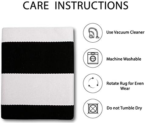 IOHOUZE 3x5 Striped Outdoor Rug, Washable Front Porch, Black/White - Image 5