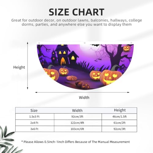 Halloween Pumpkin Semicircular Hanging Decorative Bunting Flag 2pcs - Image 3