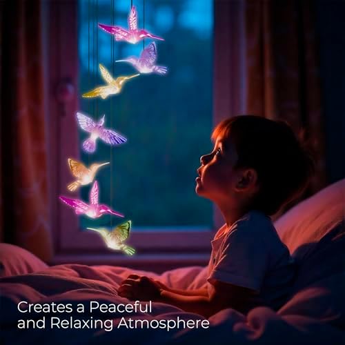 Upblend Outdoors Hummingbird Solar Wind Chimes for Outside – Color Changing LED Wind Chimes for Outside, Solar Chimes Outdoor Waterproof – Hummingbird, Blue - Image 3