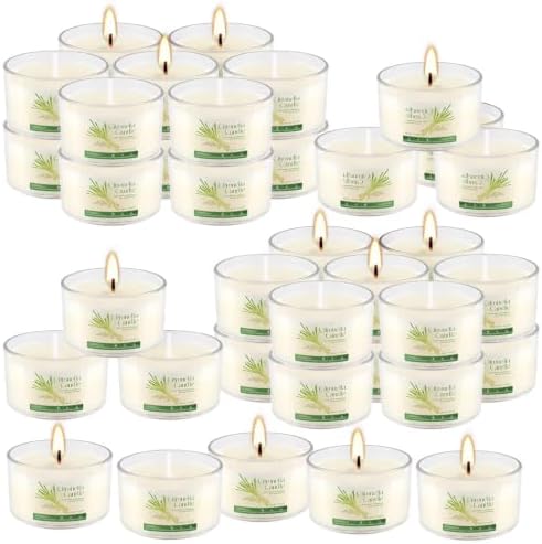 40 Pack Citronella Candles Bulk, Long Burning Portable Travel Size Soy Wax Candles with Natural Citronella Oil, Small Acrylic Jar Candle Set for Patio, Backyard, Camping, Indoor Outside - Image 2
