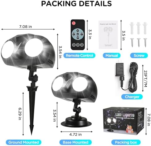 Snowfall Christmas Light Projector,Snowflake Night Projection Lamp, IP65 Waterproof Outdoor LED Snow Spotlight for Holiday Party Home Decor Garden Light Projector, with Remote Control - Image 6