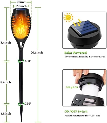 LNRYY Outdoor Solar Lights,12Pack Solar Torch Light with Flickering Flame- - Image 5