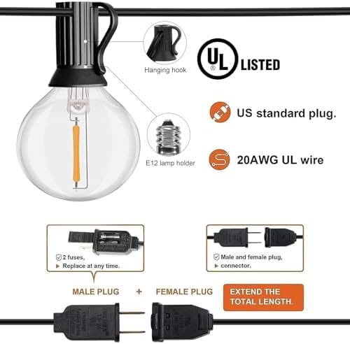 HISTAR LED 30FT Outdoor String Lights with Remote 27 dimmable Globe Bulbs - Image 4