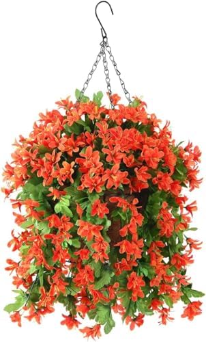 INQCMY Fake Hanging Flowers with Basket Artificial Violet for Outdoor by INQCMYPlantRack