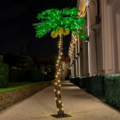 TYBEEU 5ft Lighted Palm Tree with 136 LED Lights & Glowing Coconuts - Image 7