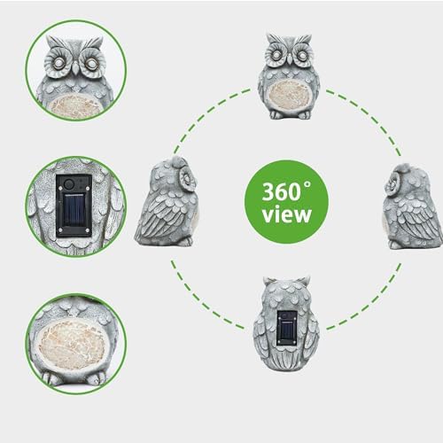 Rezpuao Solar Owl Garden Statues Outdoor Decor Resin Owl Figurine with Solar Light for Patio,Balcony,Yard,Lawn Ornament,Perfect Garden Gift - Image 3