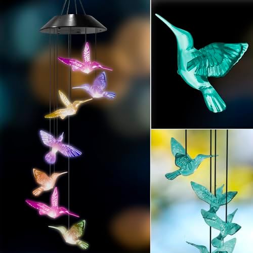Upblend Outdoors Hummingbird Solar Hanging Decoration for Outside – Color Changing LED Decoration for Outside, Solar Decor Outdoor Waterproof – Hummingbird, Light Blue by UpBlendOutdoors
