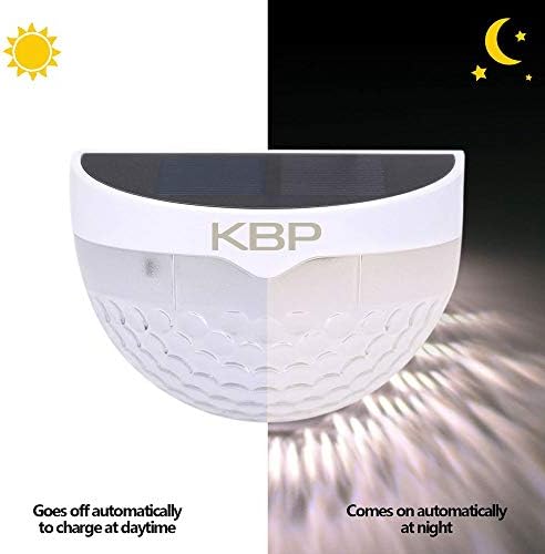 KBP Solar Fence Lights Outdoor Decorative Garden Lights Waterproof Wall Lights for Patio, Yard, Stairway (White) - Image 2