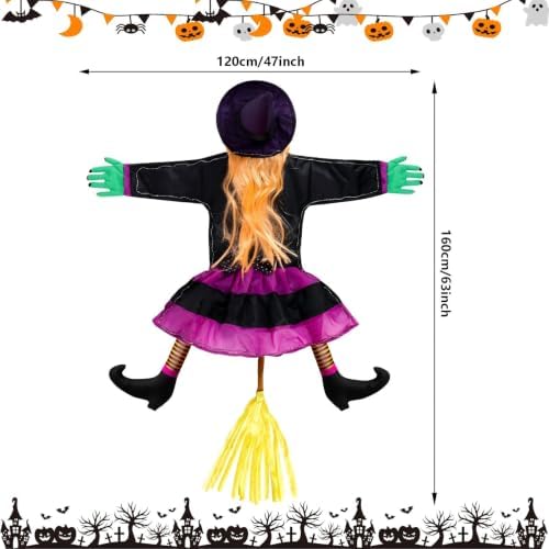 Halloween Decorations Outdoor, Solar Witch, Orange Purple-Large - Image 7