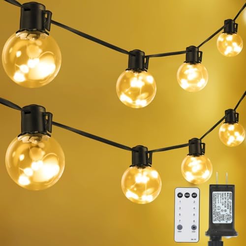 Outdoor String Lights Plug-in, 25ft 20 G40 LED Bulbs with Timer by KEPSTARS