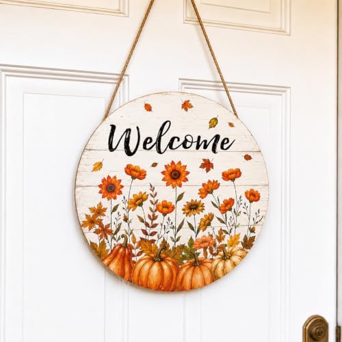 Fall Door Decor Wooden Pumpkin Welcome Sign for Front Door by Unknown