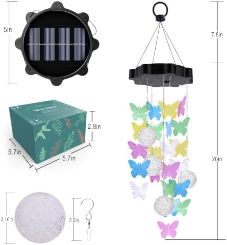 Solar Wind Chimes of Outside, Butterfly Solar Shell Gift for Mom Grandma - Image 6