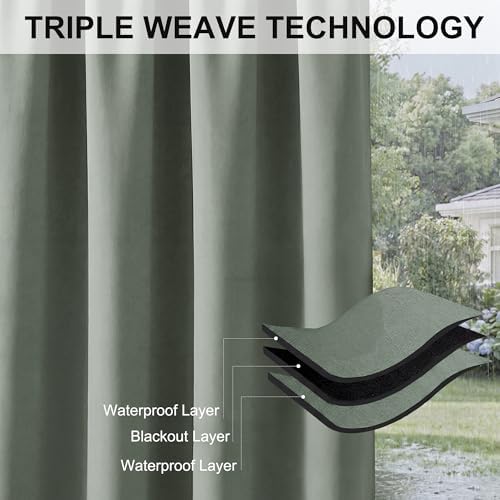 RYB HOME Extra Wide Outdoor Curtains for Patio Waterproof Privacy - Image 6