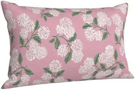 Pink Pillow Covers 12x20 Inch 2 Pcs Preppy Pink Green Hydrangea Flower Decor Throw Pillows Vintage Floral Seasonal Spring Summer Outdoor Decoration Pillowcase Linen Cushion Cover for Couch Sofa - Image 6
