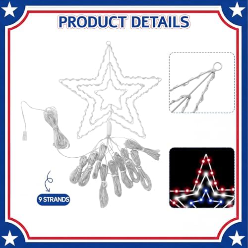 Huquary 4th of July Waterfall String Lights Led, 2 ft - Image 5