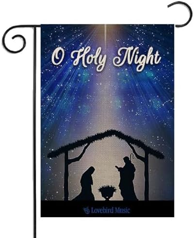 O Holy Night Jesus Nativity Garden Flag 12 x 18 Inch Double Sided, Christmas Winter Holiday Christian Yard Outdoor Flag by Whongkidz