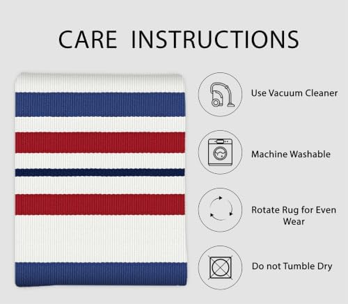 IOHOUZE Patriotic Striped Outdoor Rug 4x6, Washable, Red White Blue - Image 5